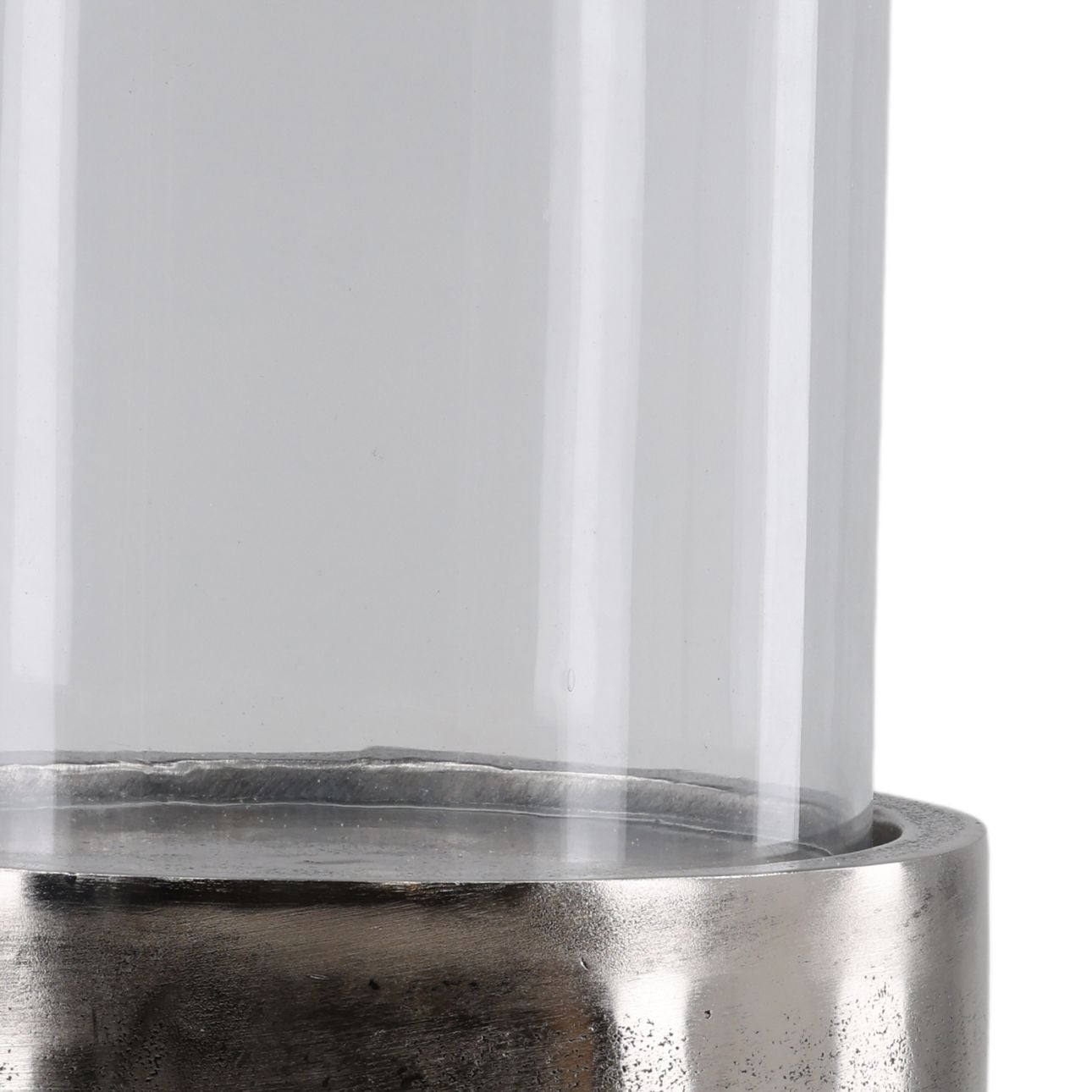 Antique Nickel Glass and Aluminum Holder 12 in Wide