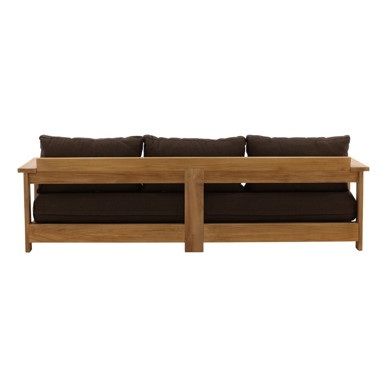 Woolacombe Chocolate and Natural Solution-Dyed Acrylic Upholstery and Teak Wood Sofa 94.5 in Wide