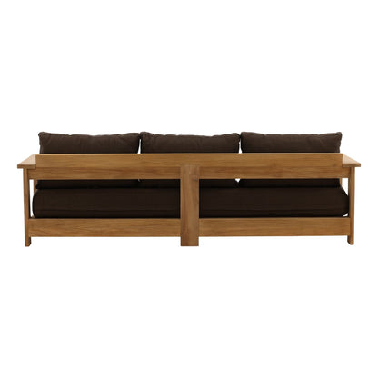 Woolacombe Chocolate and Natural Solution-Dyed Acrylic Upholstery and Teak Wood Sofa 94.5 in Wide