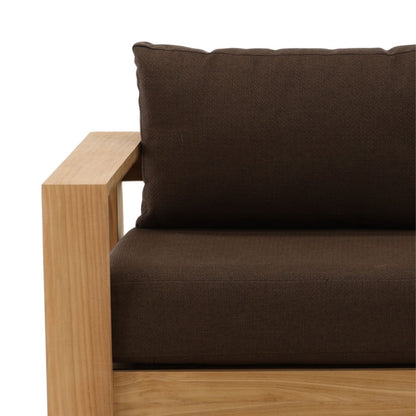 Woolacombe Chocolate and Natural Solution-Dyed Acrylic Upholstery and Teak Wood Sofa 94.5 in Wide