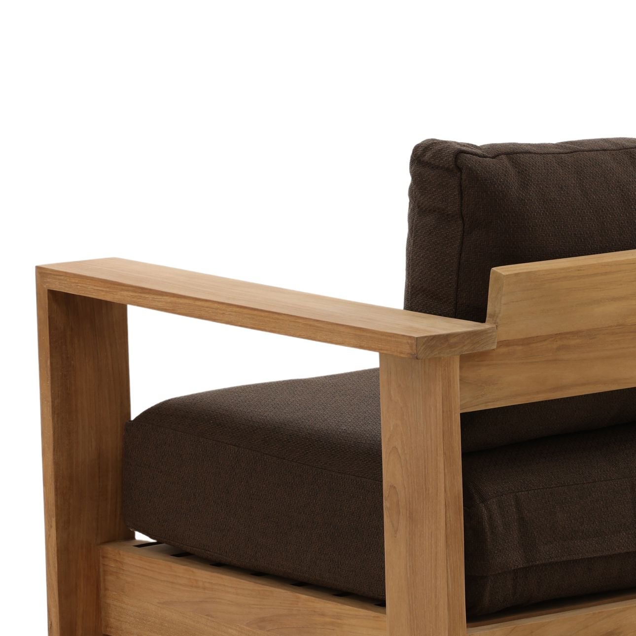 Woolacombe Chocolate and Natural Solution-Dyed Acrylic Upholstery and Teak Wood Sofa 94.5 in Wide