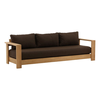 Woolacombe Chocolate and Natural Solution-Dyed Acrylic Upholstery and Teak Wood Sofa 94.5 in Wide