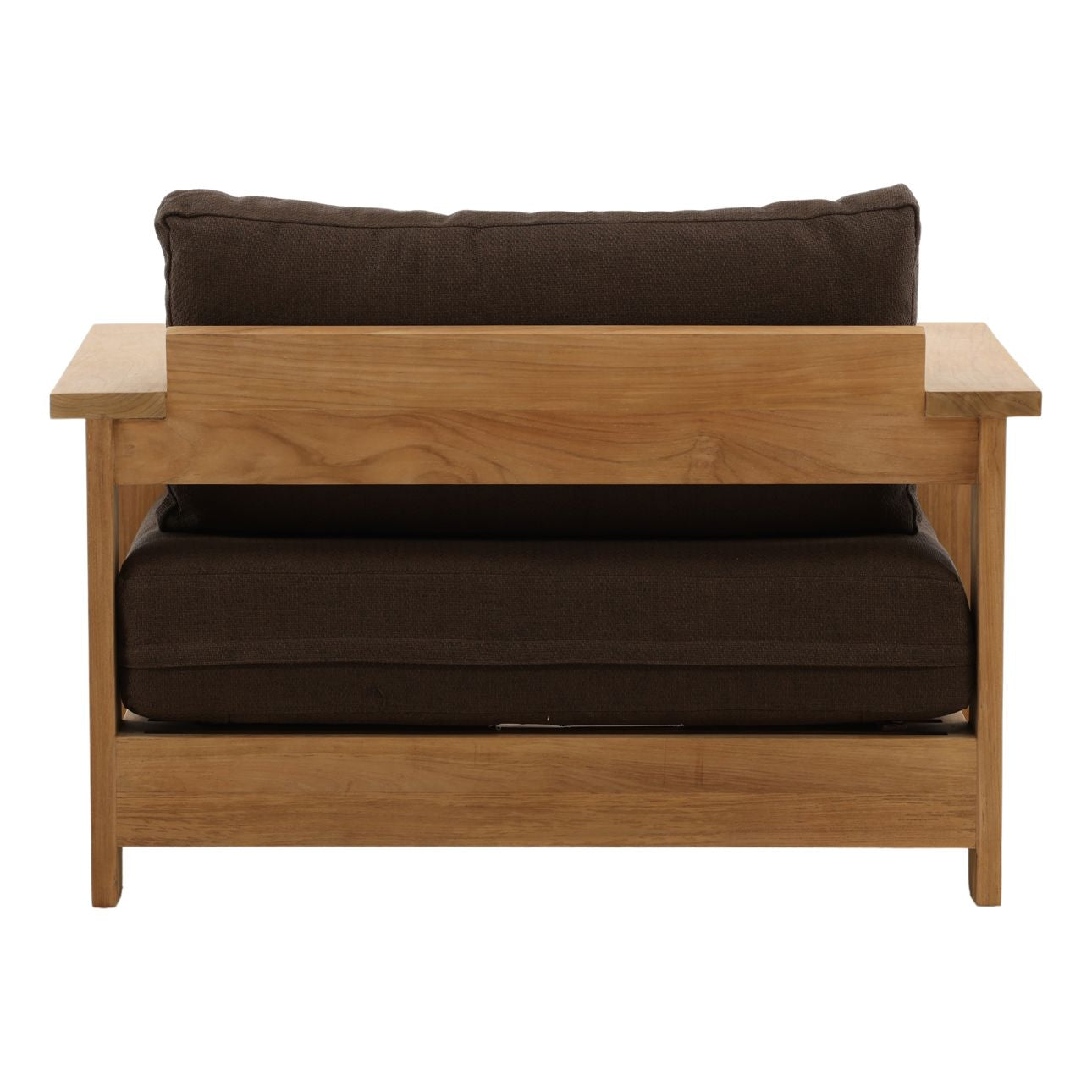 Woolacombe Chocolate and Natural Solution-Dyed Acrylic Upholstery and Teak Wood Sofa 43.5 in Wide
