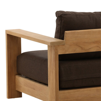 Woolacombe Chocolate and Natural Solution-Dyed Acrylic Upholstery and Teak Wood Sofa 43.5 in Wide