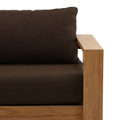 Woolacombe Chocolate and Natural Solution-Dyed Acrylic Upholstery and Teak Wood Sofa 43.5 in Wide