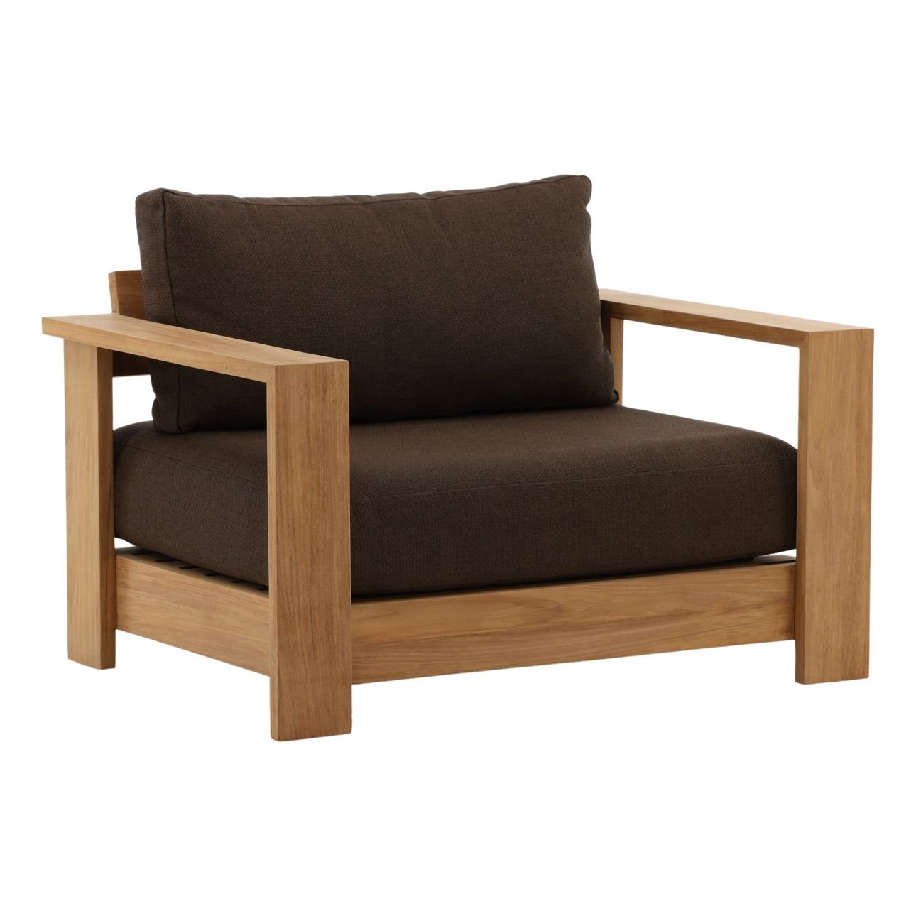 Woolacombe Chocolate and Natural Solution-Dyed Acrylic Upholstery and Teak Wood Sofa 43.5 in Wide