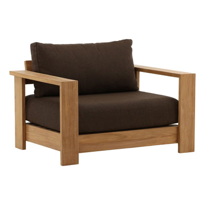 Woolacombe Chocolate and Natural Solution-Dyed Acrylic Upholstery and Teak Wood Sofa 43.5 in Wide