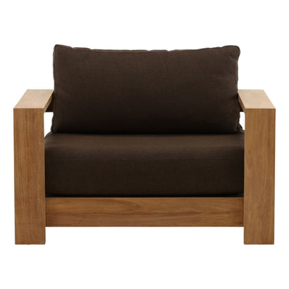 Woolacombe Chocolate and Natural Solution-Dyed Acrylic Upholstery and Teak Wood Sofa 43.5 in Wide