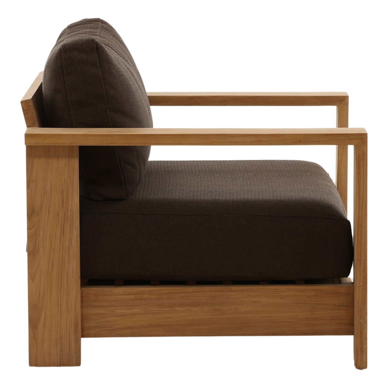 Woolacombe Chocolate and Natural Solution-Dyed Acrylic Upholstery and Teak Wood Sofa 43.5 in Wide