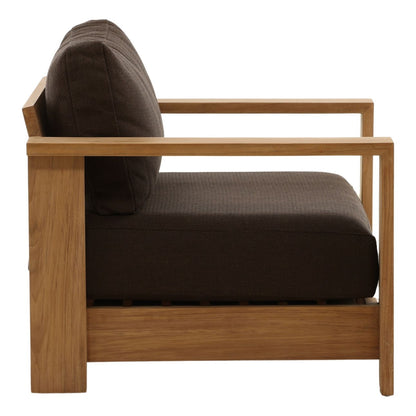 Woolacombe Chocolate and Natural Solution-Dyed Acrylic Upholstery and Teak Wood Sofa 43.5 in Wide