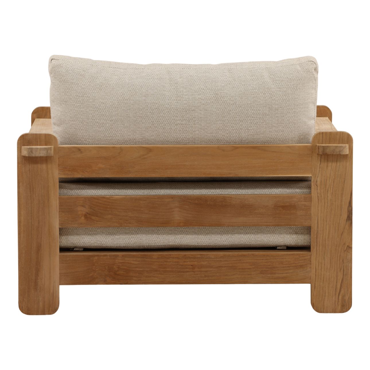 Fairfax Taupe and Natural Olefin and Teak Wood Sofa 41.5 in Wide