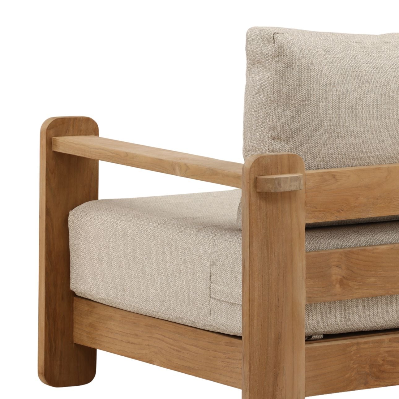 Fairfax Taupe and Natural Olefin and Teak Wood Sofa 41.5 in Wide