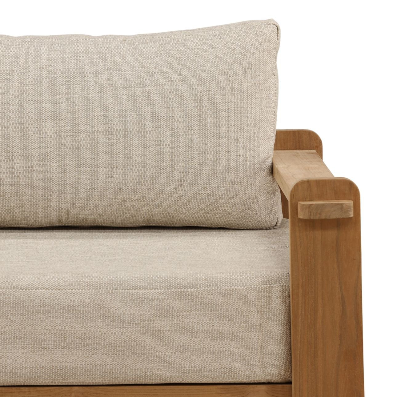 Fairfax Taupe and Natural Olefin and Teak Wood Sofa 41.5 in Wide