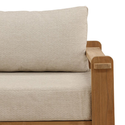 Fairfax Taupe and Natural Olefin and Teak Wood Sofa 41.5 in Wide