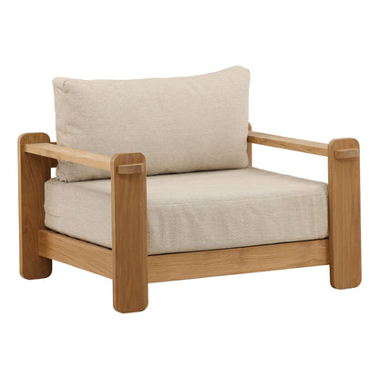 Fairfax Taupe and Natural Olefin and Teak Wood Sofa 41.5 in Wide