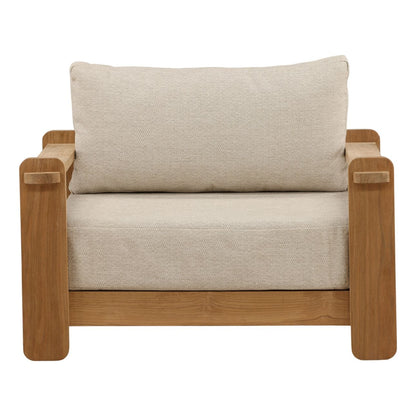 Fairfax Taupe and Natural Olefin and Teak Wood Sofa 41.5 in Wide