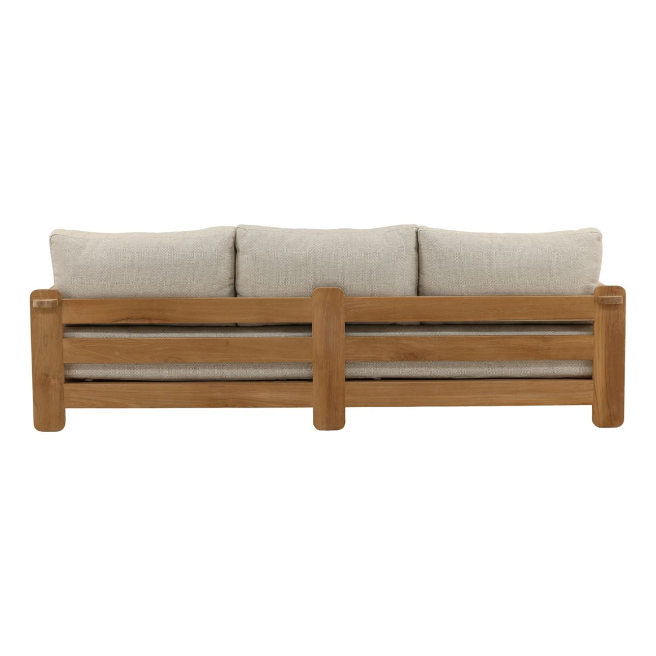 Fairfax Taupe and Natural Olefin and Teak Wood Sofa 94.5 in Wide