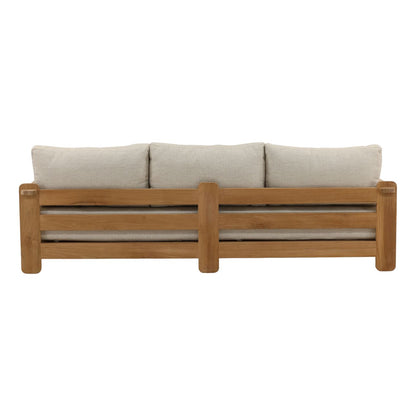 Fairfax Taupe and Natural Olefin and Teak Wood Sofa 94.5 in Wide
