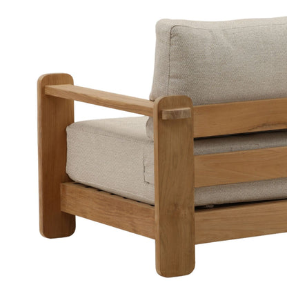 Fairfax Taupe and Natural Olefin and Teak Wood Sofa 94.5 in Wide