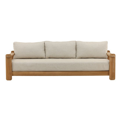 Fairfax Taupe and Natural Olefin and Teak Wood Sofa 94.5 in Wide