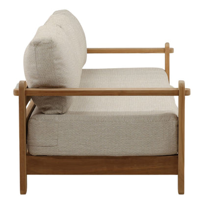 Fairfax Taupe and Natural Olefin and Teak Wood Sofa 94.5 in Wide
