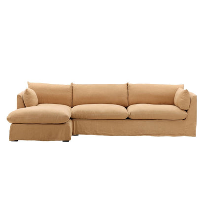 Birch Wood and Select Hardwood Sectional 123.5 in Wide