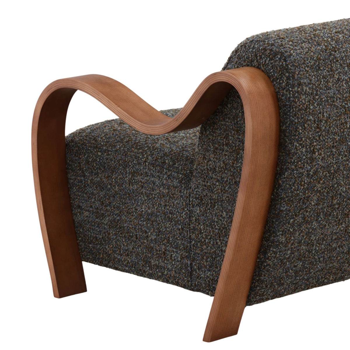 Elevated Multi-Tone Boucle Fabric and Oak Wood Home Accent