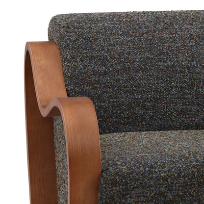 Elevated Multi-Tone Boucle Fabric and Oak Wood Home Accent