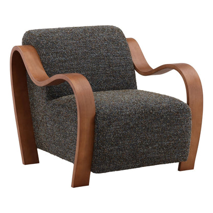Elevated Multi-Tone Boucle Fabric and Oak Wood Home Accent