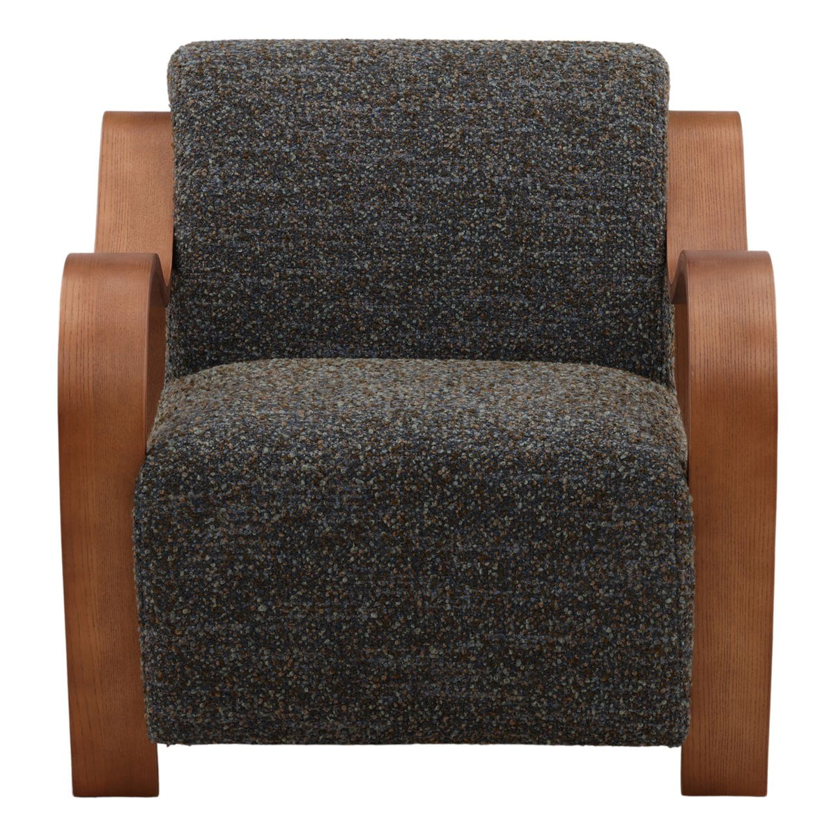 Elevated Multi-Tone Boucle Fabric and Oak Wood Home Accent