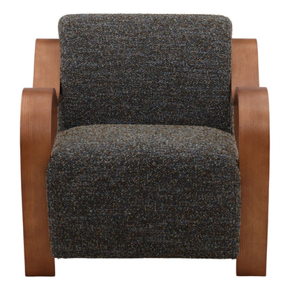 Elevated Multi-Tone Boucle Fabric and Oak Wood Home Accent