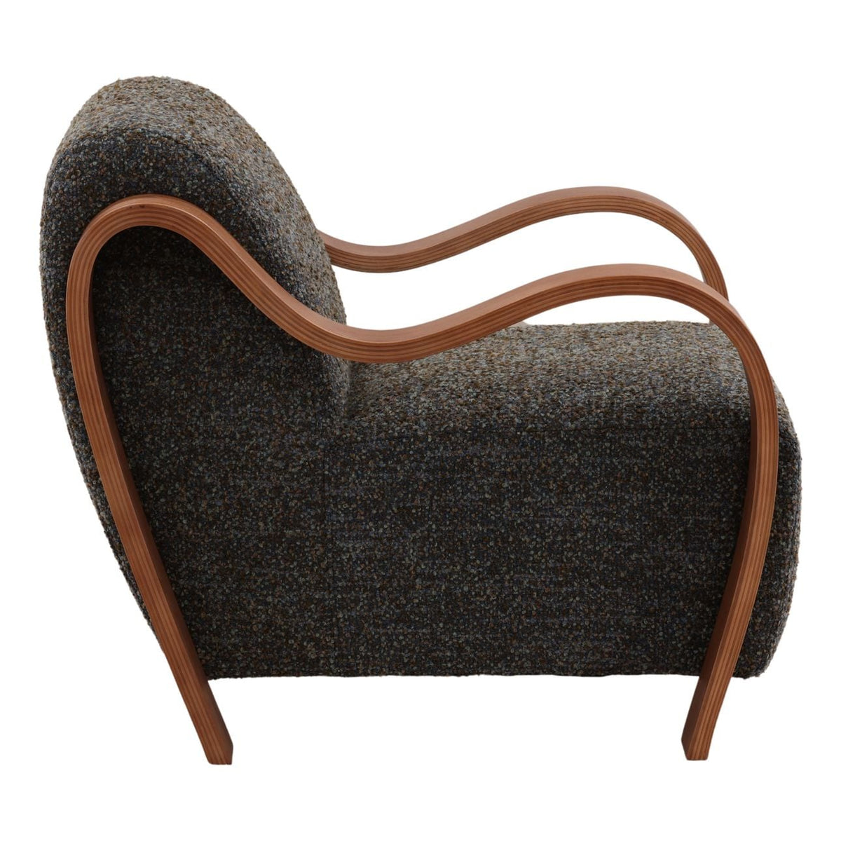 Elevated Multi-Tone Boucle Fabric and Oak Wood Home Accent