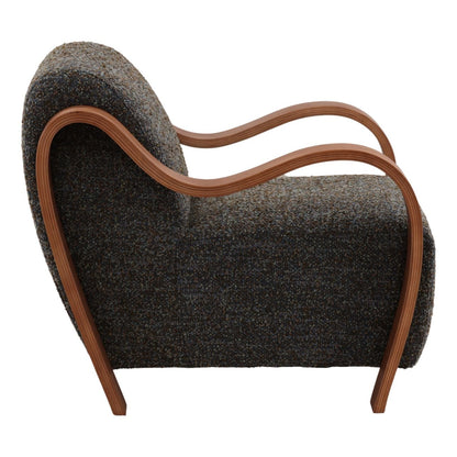 Elevated Multi-Tone Boucle Fabric and Oak Wood Home Accent