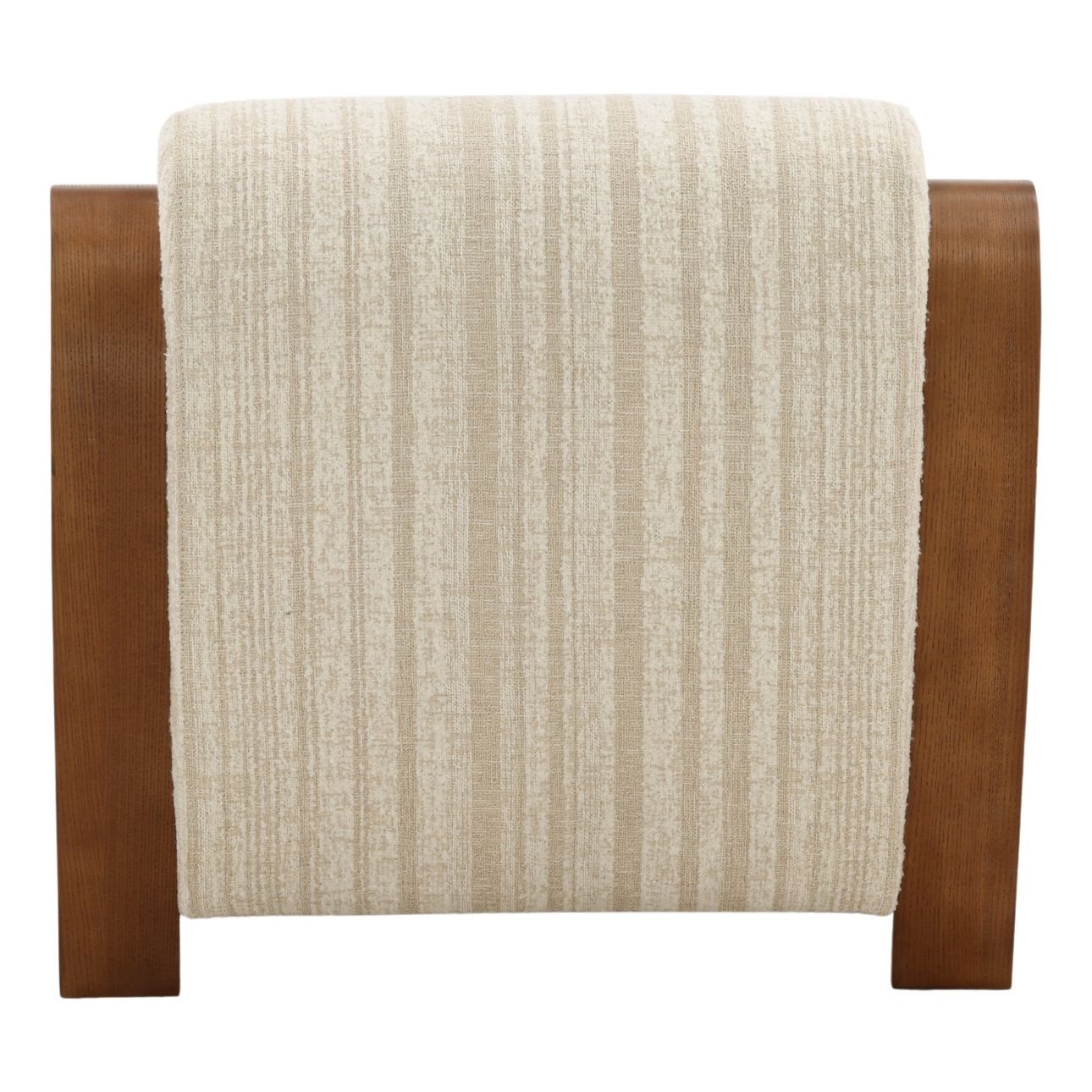 Agate Cream and Brown Textured Striped Chenille and Oak Wood Chair 29.5 in Wide