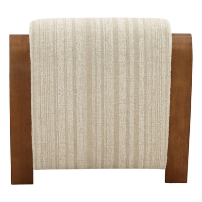 Agate Cream and Brown Textured Striped Chenille and Oak Wood Chair 29.5 in Wide