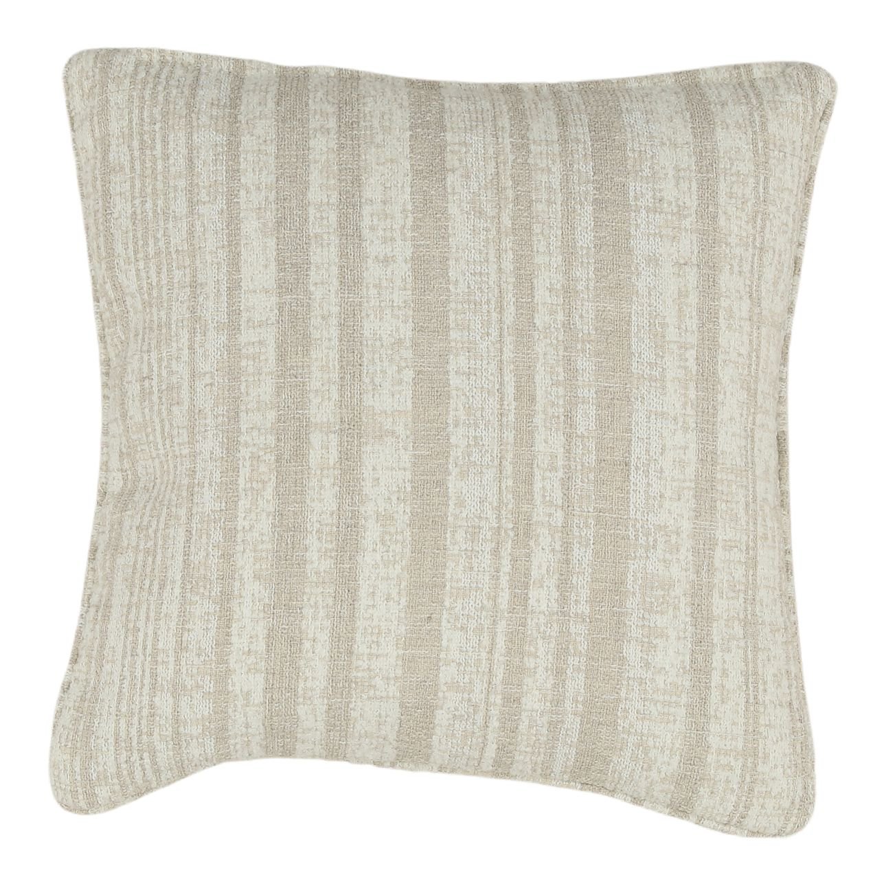 Agate Cream Textured Striped Chenille Fabric Cover Pillow 20 in Wide