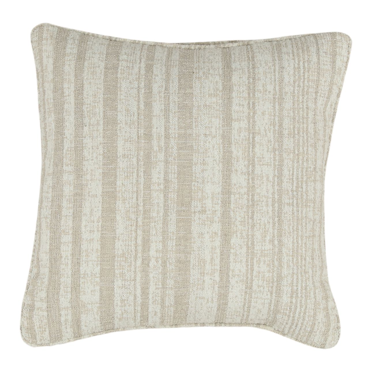 Agate Cream Textured Striped Chenille Fabric Cover Pillow 20 in Wide