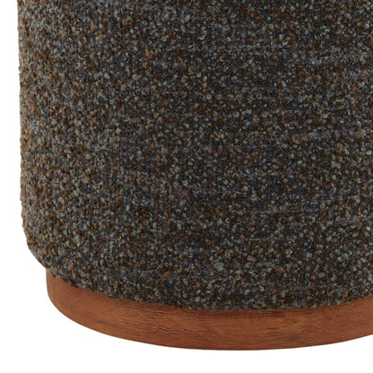 Crafted Multi-Tone Boucle Fabric and Oak Wood Home Accent