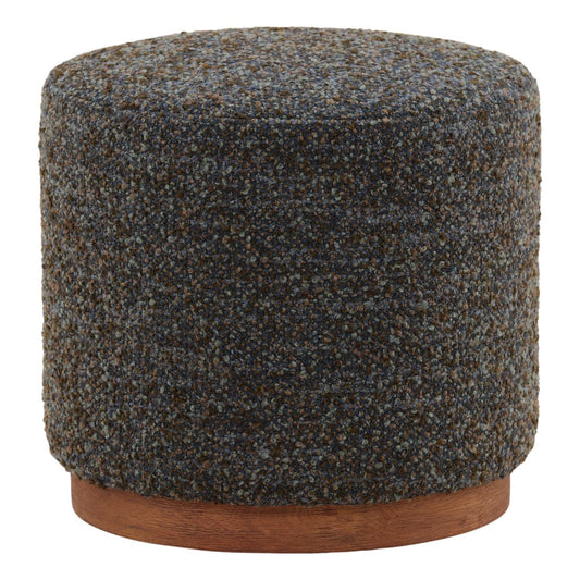 Crafted Multi-Tone Boucle Fabric and Oak Wood Home Accent