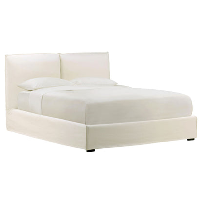 Off White Linen Fabric Bed 70 in Wide