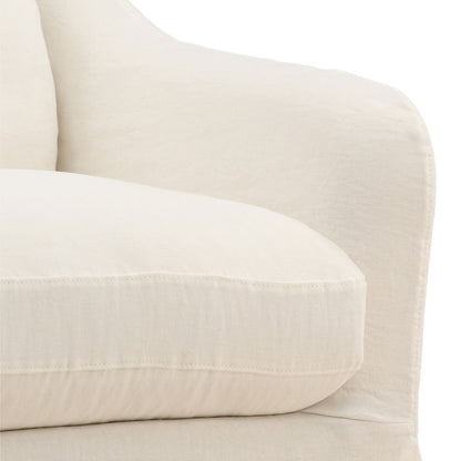 Vera Off White Linen Fabric Chair 34 in Wide