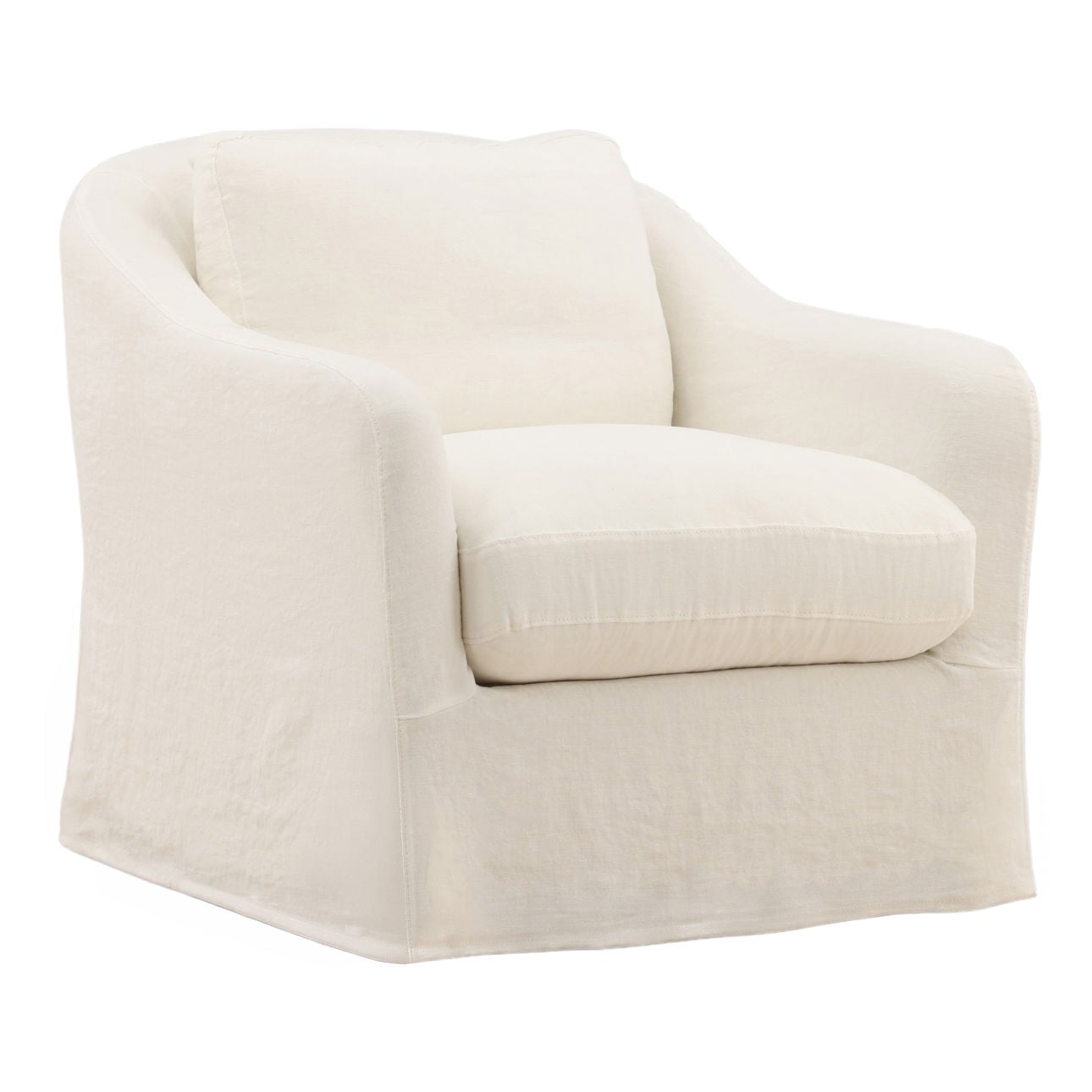 Vera Off White Linen Fabric Chair 34 in Wide