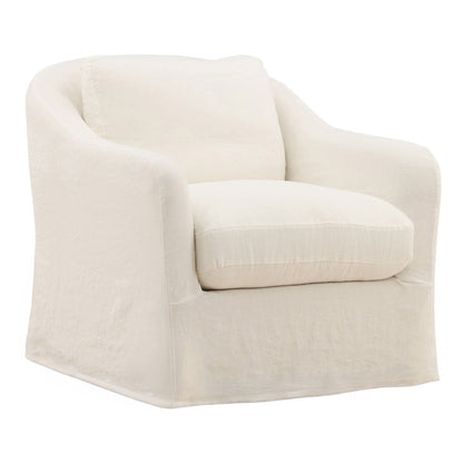 Vera Off White Linen Fabric Chair 34 in Wide