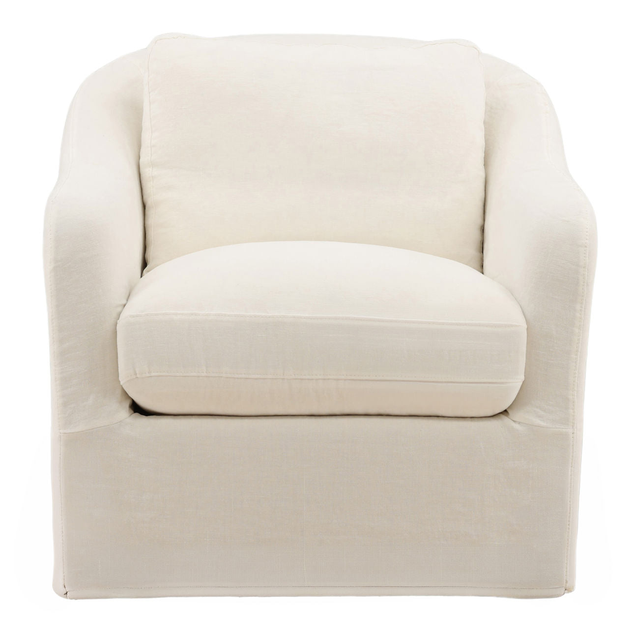 Vera Off White Linen Fabric Chair 34 in Wide