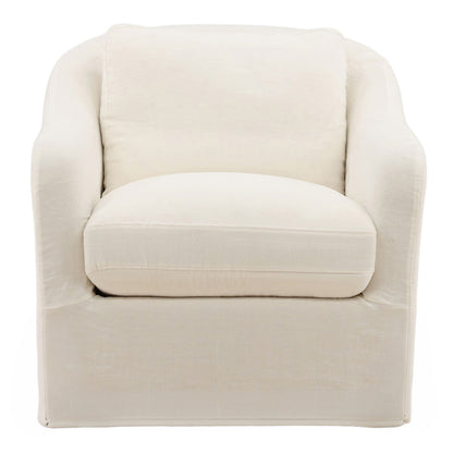 Vera Off White Linen Fabric Chair 34 in Wide