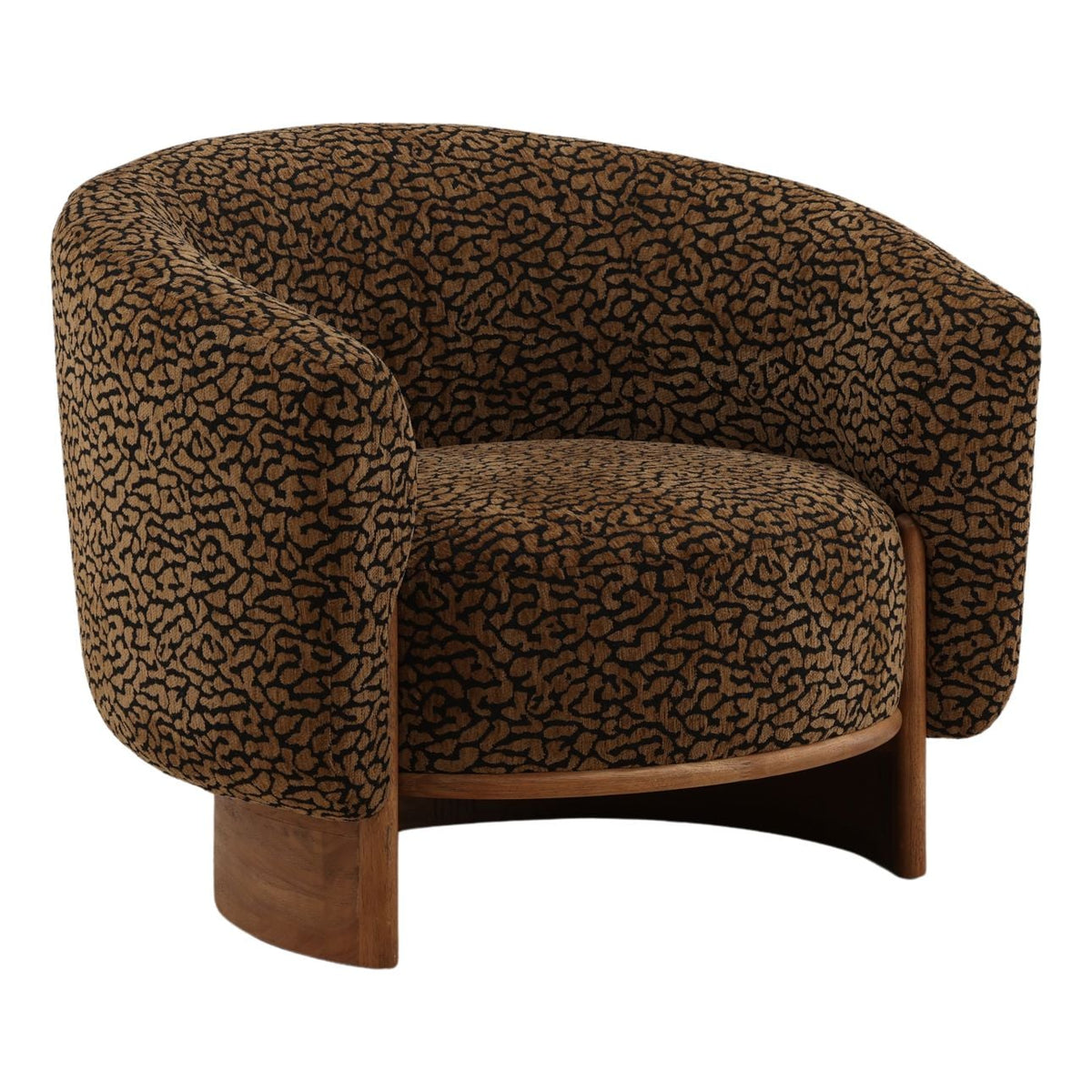 Crafted Leopard Print Fabric and Rubber Wood Home Accent