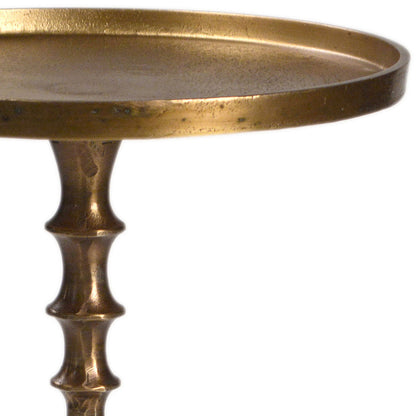Antique Brass Finish Aluminum Table 18.5 in Wide