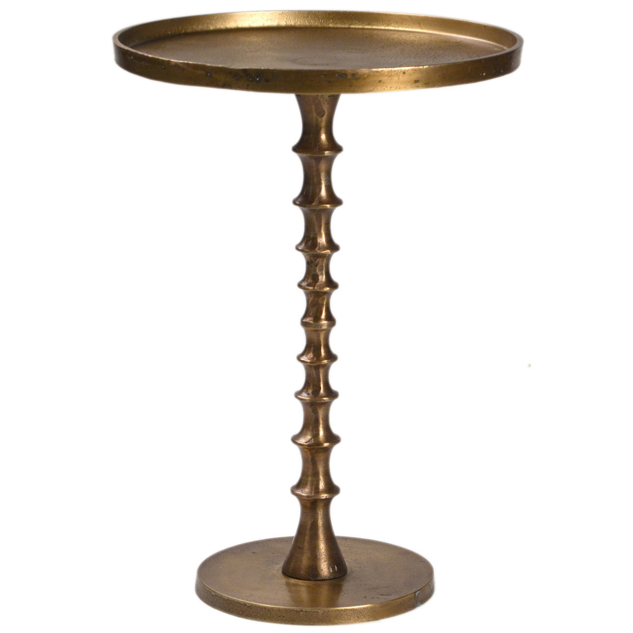 Antique Brass Finish Aluminum Table 18.5 in Wide