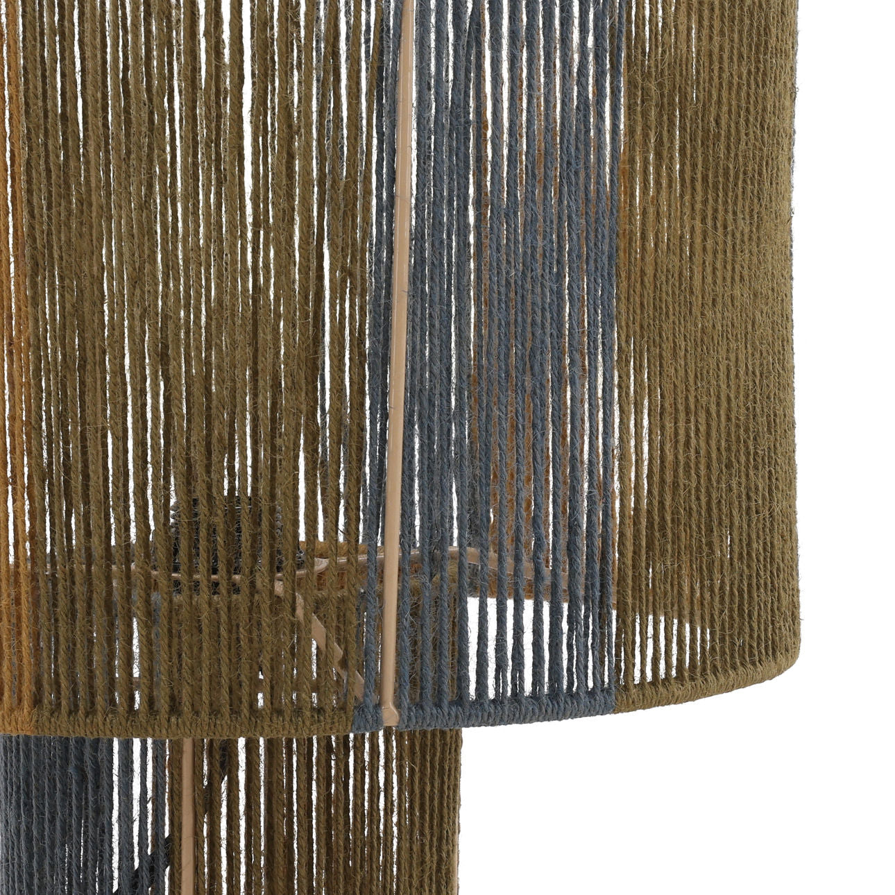 Blue, Green, and Mustard Jute Rope and Steel Table 14 in Wide