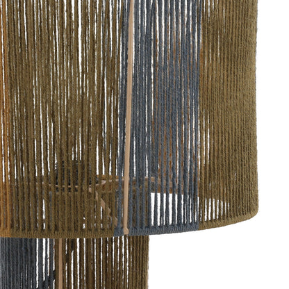 Blue, Green, and Mustard Jute Rope and Steel Table 14 in Wide